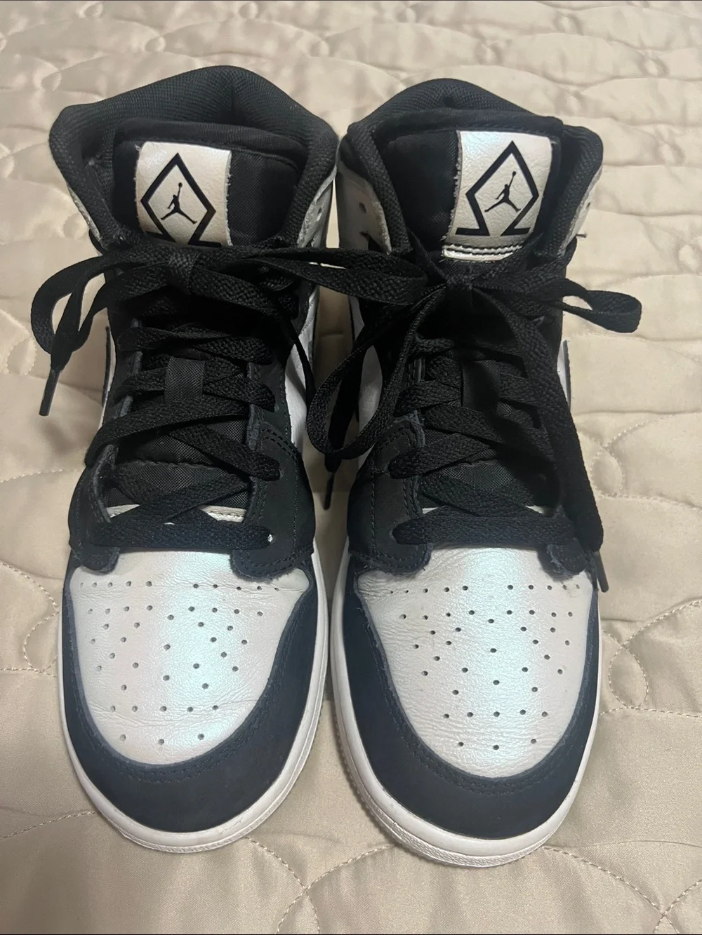 Nike Black and White Mid-Top Sneakers Air Jordan’s 1